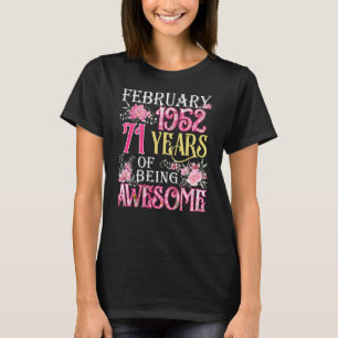 T-shirt Février Fille 1952 71e anniversaire 71 ans
