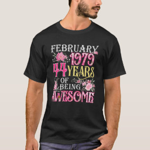 T-shirt Février Fille 1979 44e anniversaire 44 ans