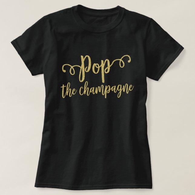 T-shirt Fiançailles de fête de champagne (Design devant)