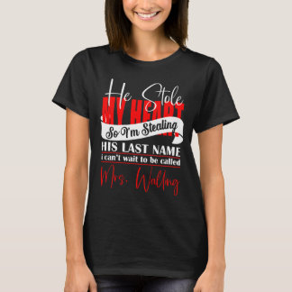 T-shirt Fiançailles Personnalisé Il M'A Volé Le Coeur
