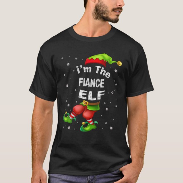 T-shirt Fiance Elf Matching Family Group Christmas Pajama  (Devant)