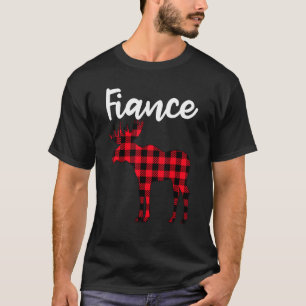 T-shirt Fiance Moose Buffalo Red Plaid Pajama de Noël Fa