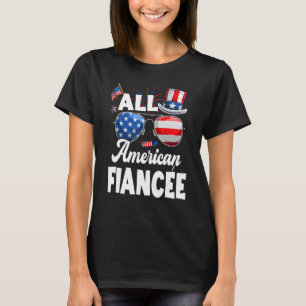 T-shirt Fiancée drapeau américain Lunettes de soleil tout