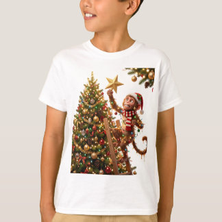 T-shirt Fiasco Festif : Singe 3D empêtré dans Noël