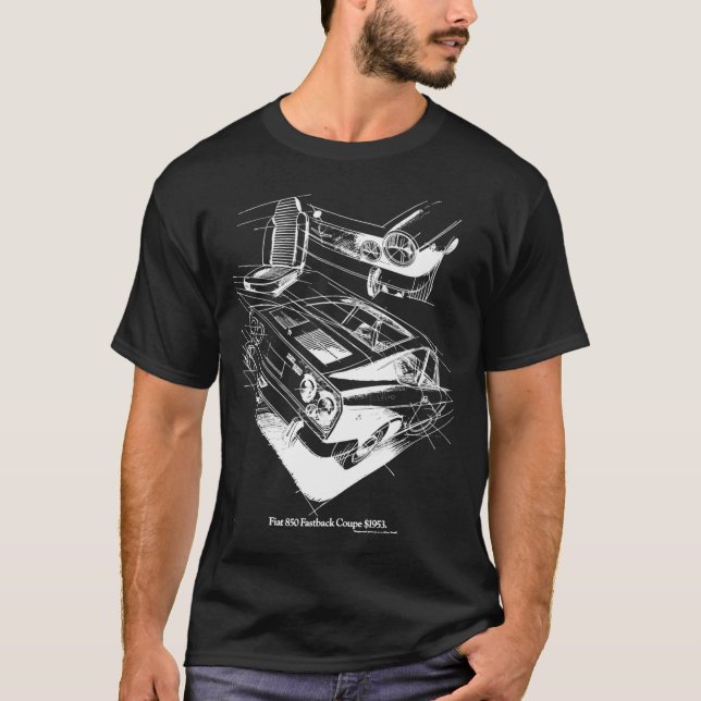 T-shirt FIAT 850 white on black31 (Devant)