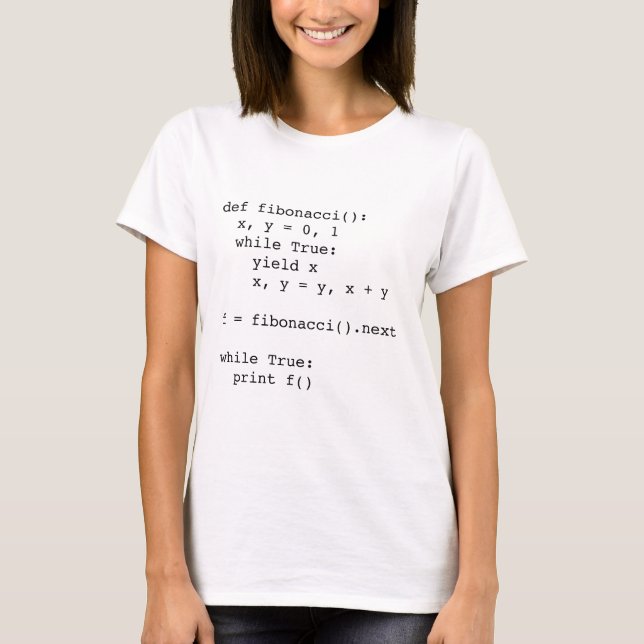 T-shirt Fibonacci dans le python - dames (Devant)