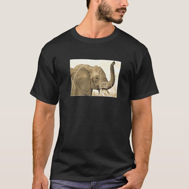 T-shirt Fibonacci Spiral Math Golden Ratio Elephant (Devant)