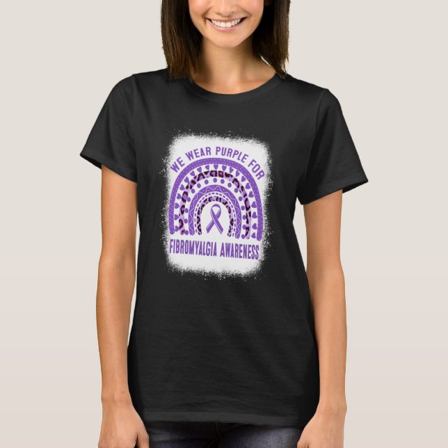 T-shirt Fibromyalgia Awareness Purple Ribbon Rainbow (Devant)