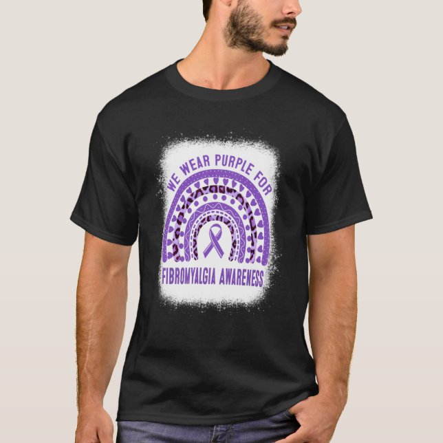 T-shirt Fibromyalgia Awareness Purple Ribbon Rainbow (Devant)