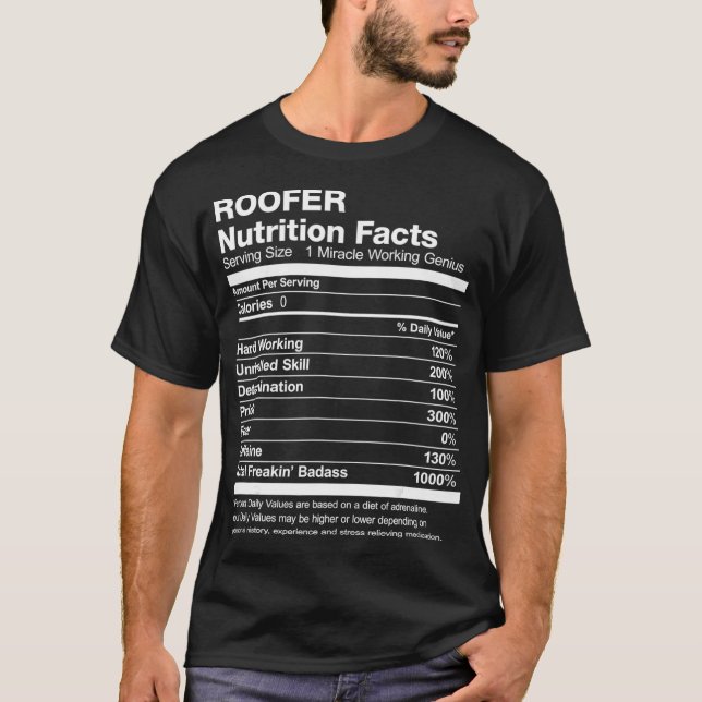 T-shirt Fiches nutritionnelles pour hommes Roofer  (Devant)
