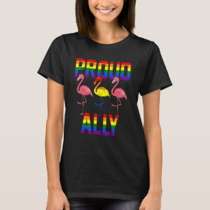 T-shirt Fier Ally Cute Flamants roses Drapeau Lgbt Fier Lg
