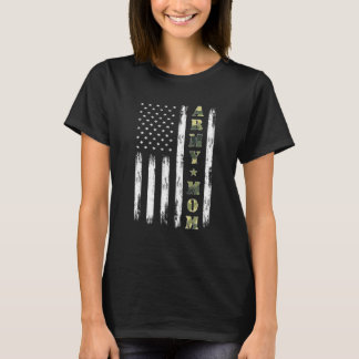 T-shirt Fier Armée Maman Américaine Drapeau Camo Militaire