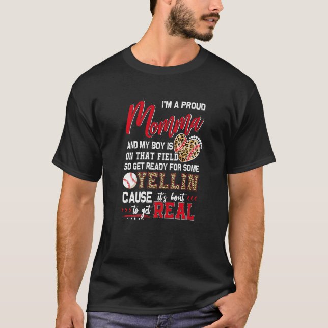 T-shirt Fier Baseball Momma Famille De Baseball (Devant)