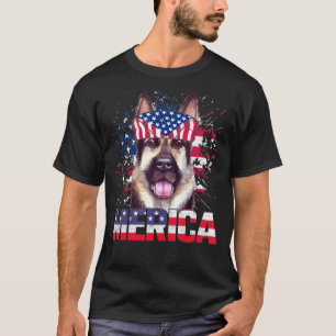 T-shirt Fier berger allemand drapeau américain Merica Chie