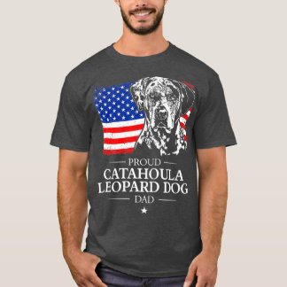 T-shirt Fier Catahoula Leopard Chien Papa Drapeau Américai