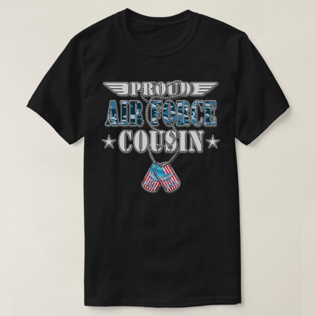 T-shirt Fier cousin de la Force aérienne US Drapeau Chien  (Design devant)