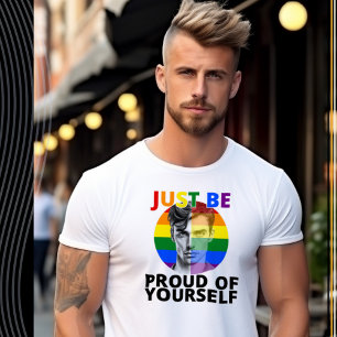 T-shirt Fier de toi-même - Portrait masculin Gay pride