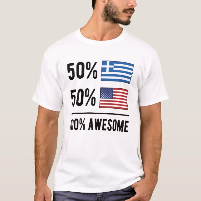 T-shirt Fier demi grec demi-drapeau américain Grèce USA (Devant)