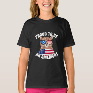 T-shirt Fier d'être Américat Cat USA Drapeau Happy Quatriè