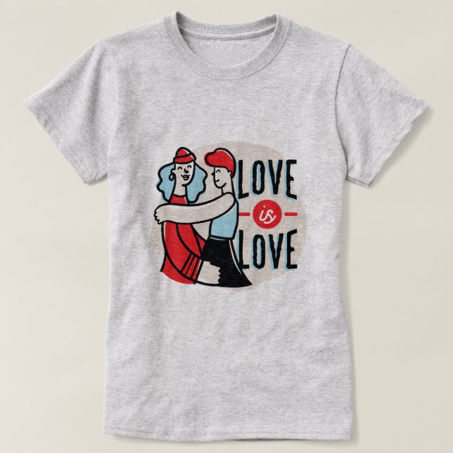 T-shirt Fier d'être gay L'amour lesbien est l'amour (Design devant)