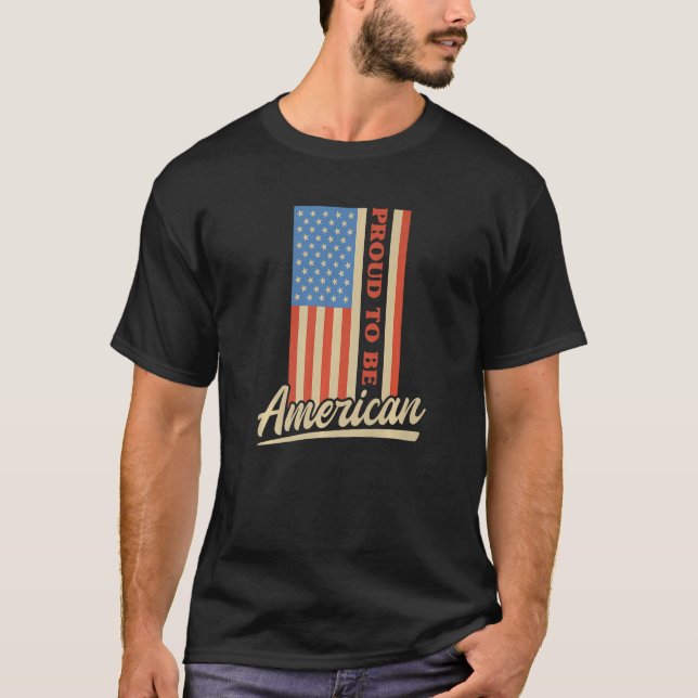 T-shirt Fier D'Être Un Drapeau Américain Pro Usa Patriotiq (Devant)