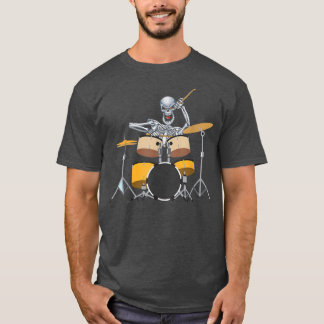 T-shirt Fier D'Être Un Drummer Drôle Squelette Jouant Des 