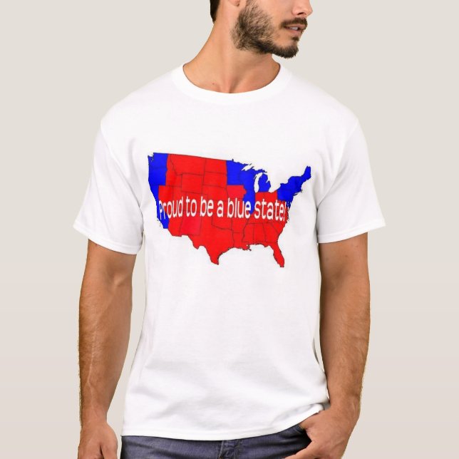 T-shirt Fier d'être un état bleu ! (Devant)