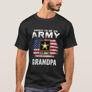 T-shirt Fier D'Être Un Grand-Père De L'Armée Avec Un Drape