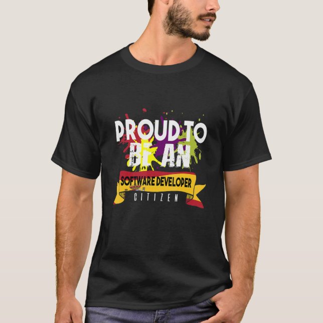 T-shirt Fier développeur de logiciels Profession citoyenne (Devant)