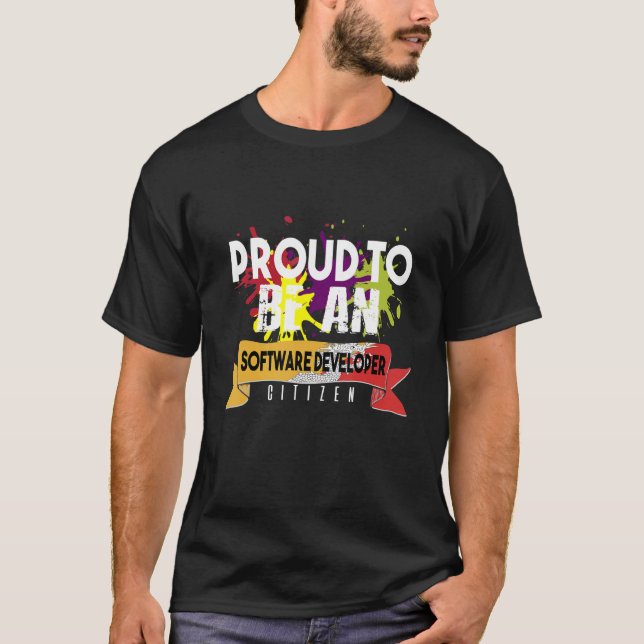T-shirt Fier développeur de logiciels Profession citoyenne (Devant)