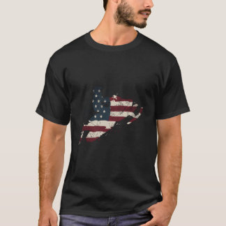 T-shirt Fier Drapeau Américain Motoneige Cadeau Motoneige