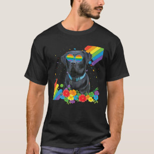 T-shirt Fier drapeau LGBT Gay Black Labrador Dog Pride