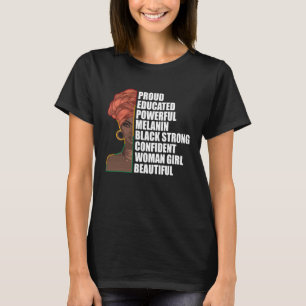 T-shirt Fier Educatif Puissant Melanin Noir Fort Confi