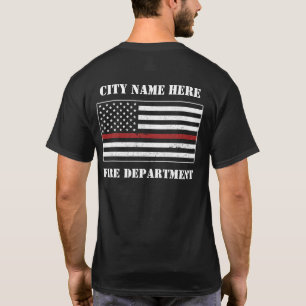 T-shirt Fier Fier Fier Pompier Custom Thin Red Line USA