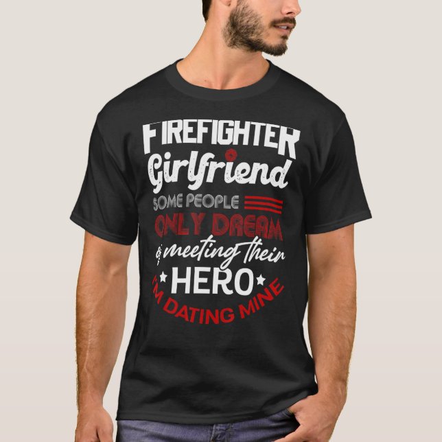 T-shirt Fier Fille Amie D'Un Pompier Mince Ligne Rouge Nou (Devant)