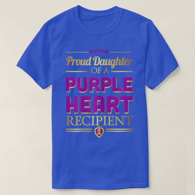 T-shirt Fier Fille D'Un Coeur Violet Bénéficiaire Militar (Design devant)