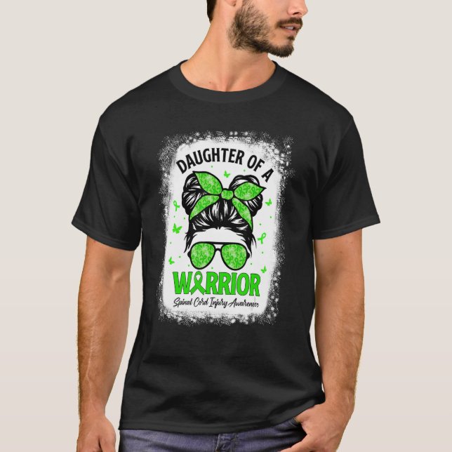 T-shirt Fier Fille Messy Bun Guerrier Cord Spinal (Devant)