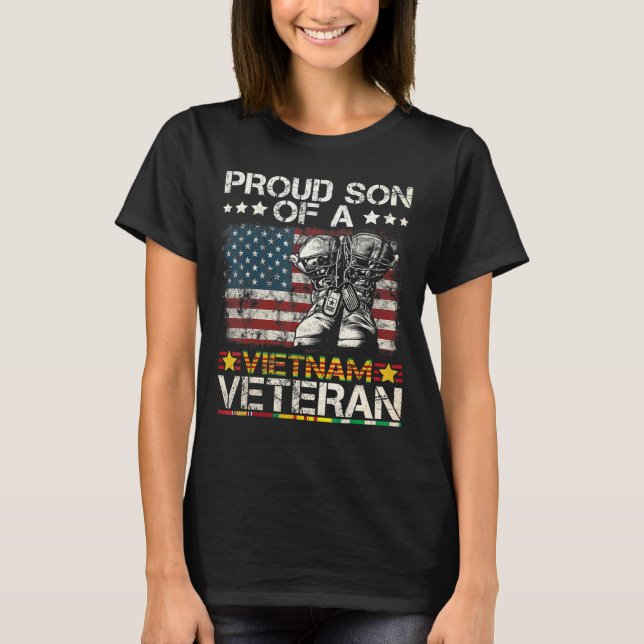T-shirt Fier Fils Du Viêt-Nam Ancien Drapeau Américain (Devant)