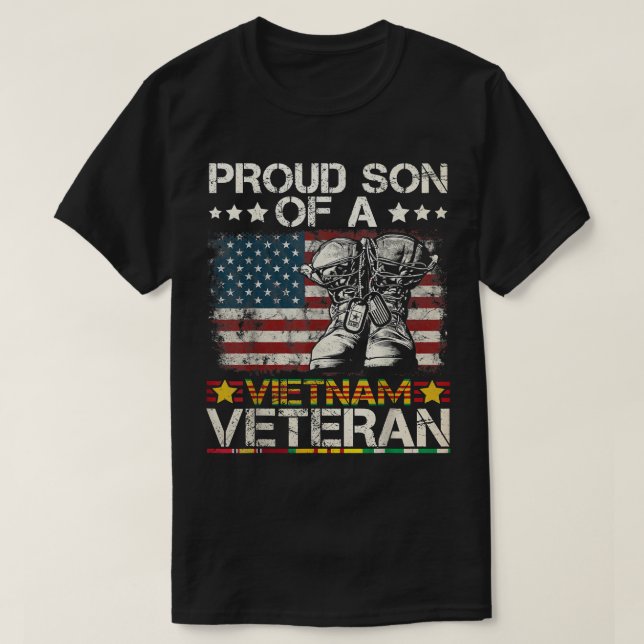 T-shirt Fier Fils Du Viêt Nam Vétérinaire Drapeau Américai (Design devant)