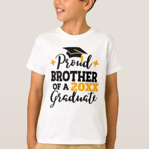 T-shirt Fier frère d'un diplômé casquette d'or noir