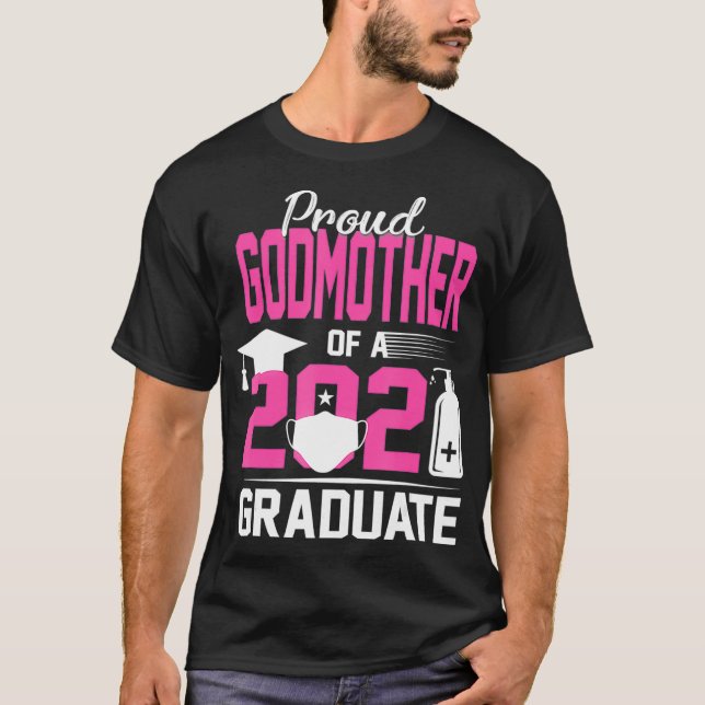 T-shirt Fier Godmère d'un diplômé de 2021 avec masque faci (Devant)