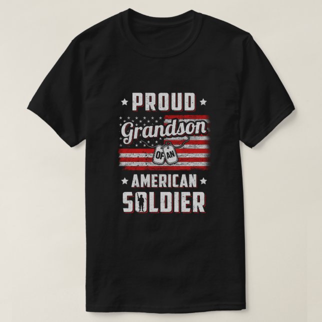 T-shirt Fier Grand-Fils D'Un Militaire Papa Vétéran (Design devant)