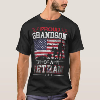 T-shirt Fier Grand-Fils D'Un Vétéran Américain Drapeau Mil