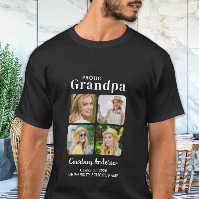 T-shirt Fier GRANDMPA Moderne Personnalisé 4 Photo Graduat (Créateur téléchargé)
