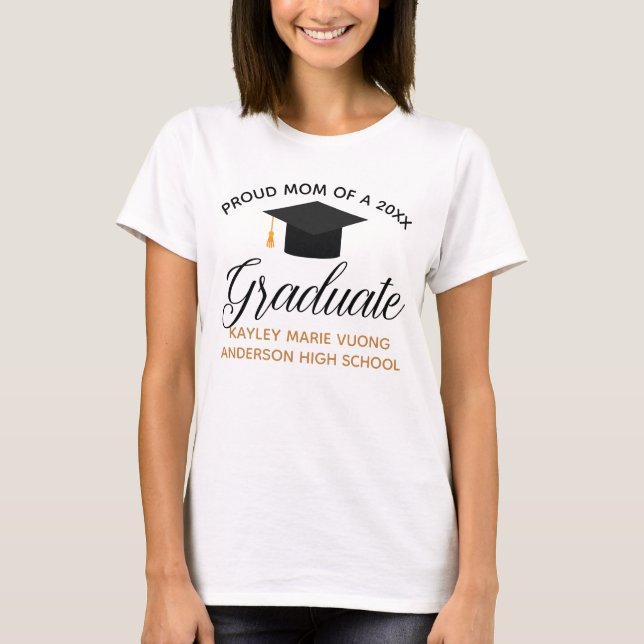 T-shirt Fier Maman de 2025 Graduate Custom Graduation (Devant)