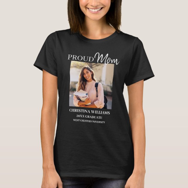 T-shirt Fier maman de 2025 Graduate Photo personnalisée (Devant)