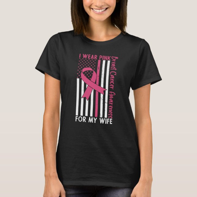 T-shirt Fier Mari D'Une Femme Guerrière Du Cancer Du Sein (Devant)