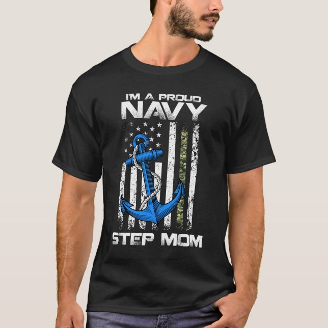 T-shirt Fier Marine Step Maman drapeau américain (Devant)