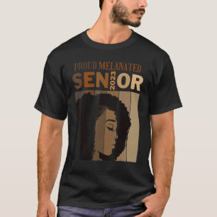 T-shirt Fier Melanated Senior 2023 Classe Noir Afro Gradu
