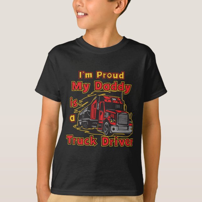 T-shirt Fier mon papa est un chauffeur de camion (Devant)